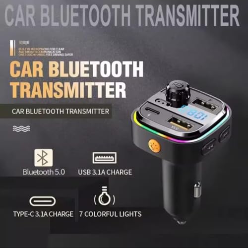 Image of Jaxter Bluetooth 5.3 FM Transmitter for Car with 20W Fast Charging USB-C Port, LED Screen, Hands-Free Call & Music Player Adapter (C26)