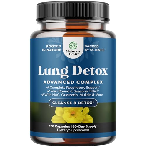 Lung Detox Mullein Leaf Capsules - Purifying Mullein Lung Cleanse Complex with NAC Quercetin &...