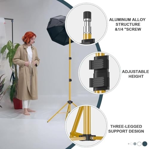 Image of EMART 7Ft Light Stand for Photography, Speedlight, Softbox 2 Pack-Gold