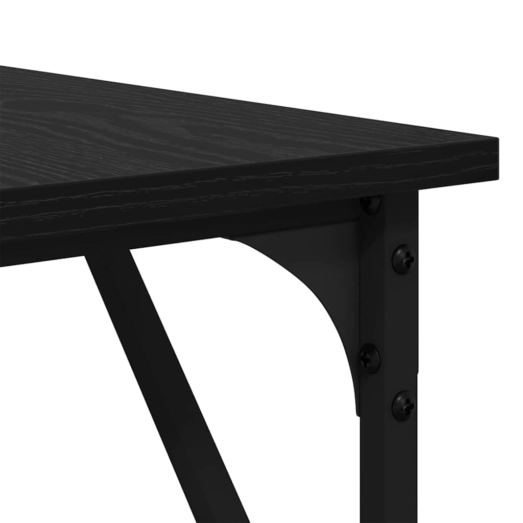 Escritorio esquinero en forma de L de roble negro de 149 x 149 x 75 cm con amplia superficie de trabajo para oficina en casa y oficina, marco de acero resistente, diseño minimalista