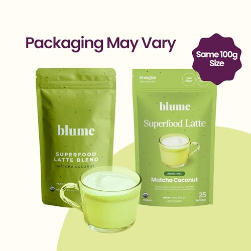 Image of Blume Superfoods Latte - Matcha Powder with Coconut, Natural Caffeine, L-Theanine, All Day Energy & Focus, Sugar-Free, Moringa, Vegan, Organic Matcha Latte from Shizuoka Japan, Green Tea - 25 Servings