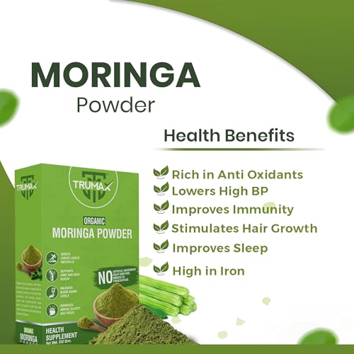 TRUMAX Organic Moringa Powder (200g) |Drumstick Leaf Powder | Natural Multi-vitamin |Good for Immunity, Digestion, skincare and Haircare | 100% Natural and Preservative-free (Pack of 2)