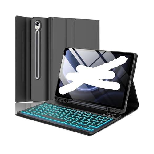 Funda protectora con teclado inalámbrico y luz para Samsung Galaxy Tab S9 FE 2