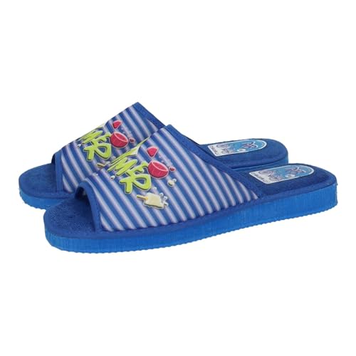 Chaussures d'été pour femme motif rayures et design léger bleu roi et blanc