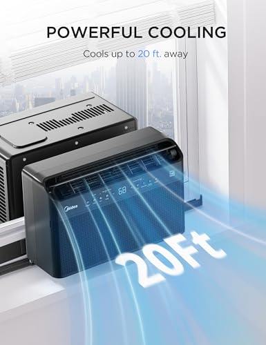 Image of JET BLACK LIMITED EDITION Midea U Shaped Window Air Conditioner for Bedroom - 6000 BTU, Smart Control, Inverter Technology - Room Darkening Side Vents - Ultra Quiet Innovative Window-Friendly Design
