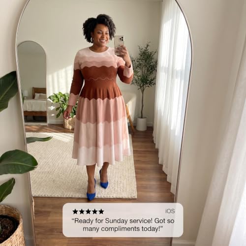 Midi Dresses for Women Fall 2026 Pearl Elegant Church Viral Bouncy Dress - image 7