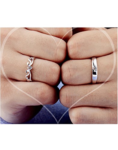 Karatcart Platinum Plated Crystal Adjustable Solitaire Silver Ring for Men and Women - Image 2