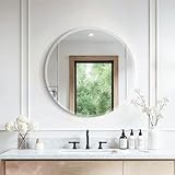 Warmiehomy Espejo de baño redondo de 50 cm, espejo circular sin marco montado en la pared con borde biselado de 1,5 cm para baño, sala de estar, tocador y entradas
