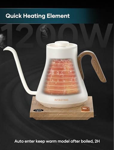 Image of INTASTING Gooseneck Electric Kettle with 1℉ Temperature Control, 0.9 Liter