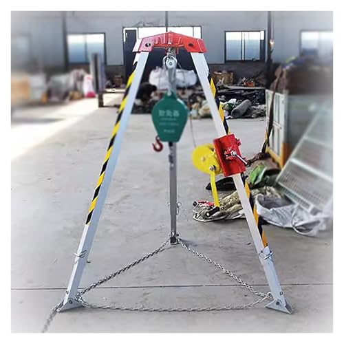 HDYZJQ 1200 LBS Rescue Winch Tripod Safety Equipment, Confined Space Tripod with 78ft/20m Fall Protector & Safe Belt, Aluminum Retractable Tripod Stabilizer for Descent and Rescue
