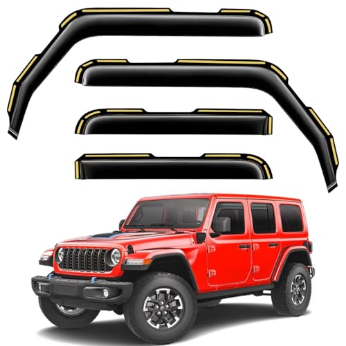 Image of Window Rain Guards for Jeep Wrangler JL 2018-2026 /Jeep Gladiator 2020-2026 | Saleago,in-Channel,Extra-Thick,Extra Durable,Window Visors,Window Deflectors,Vent Visors,Vent Shades,Car Accessories,PC