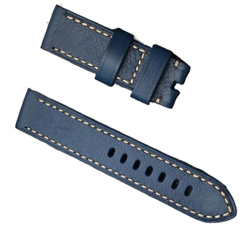 Cuir de vache bande de montre LAMGUL vintage épais avec boucle acier 24mm