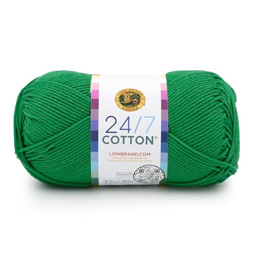 Image of Lion Brand Yarn, 24 /7 Cotton Yarn, Ivy League, Green, 1 Pack | Light Worsted 100% Mercerized Cotton Yarn for Crochet, Knitting, Craft, 185 Yards of Natural Fiber for Tees, Bags, Dishcloths
