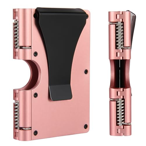 Wallet For Men - Reinvented Design Men's Wallet - Slim, Minimalistic & Seamless, Blocks RFID Scanners with a Money Clip (Aluminum Pink)