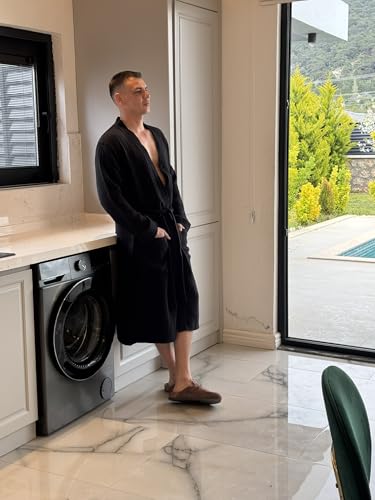 Image of Muslin Unisex Bathrobe Women & Men, 100% Cotton Kimono Lightweight Robe | Long Robes Soft, Absorbent, Spa robes