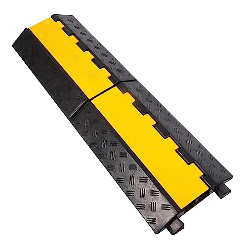 YONSHENG Rubber Cable Ramp Cord Cover Cable Protector Ramps Wire Hose Protective 2 Channel 22000Lbs Load Capacity Traffic Speed Bump for Asphalt Concrete Gravel Driveway Indoor Outdoor 1 Pack
