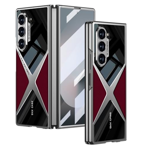 Coque pour Samsung Galaxy Z Fold6 étui cuir mince rouge antichoc