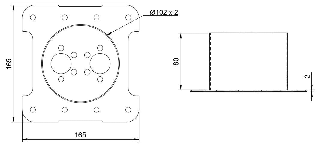 Autoterm Einbauflansch RUND für Standheizungen, für Böden 80mm, aus Edelstahl für Air, Planar, Webasto, Eberspächer o.ä, 80mm Bodentiefe