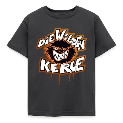Spreadshirt Die Wilden Kerle Logo Tropfen Graffiti Kinder T-Shirt 122/128 (7-8 Jahre) Dunkelgrau