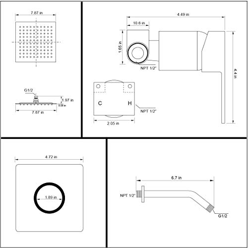 Ggstudy 9888-HT-BLACK Shower Faucet Ggstudy Single Function Shower Trim Kit thumb #6