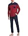Produktbild Aseniza Herren Schlafanzug Set Zweiteiliger Baumwolle Lang Gestreift Pyjama Set Sleepwear Für Männer,Rot+Blau,XL