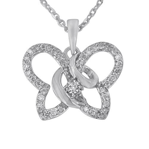 Haus of Brilliance .925 Sterling Silver 1/4 cttw Prong-Set Diamond Butterfly 18" Pendant Necklace (H-I Color, I1-I2 Clarity)