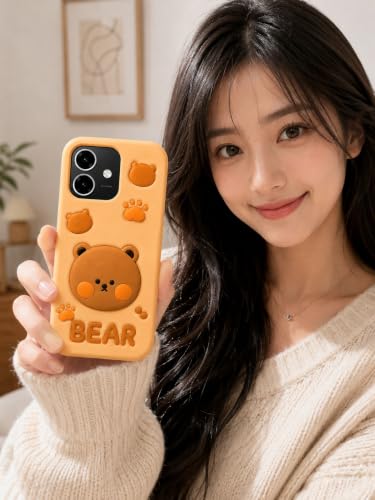 Dezet Cute 3D Bear Back Cover for Oppo A3X 5G (Beige) - Image 5
