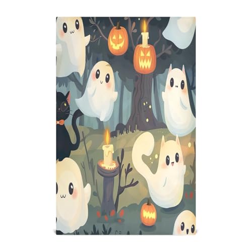 STAYTOP Cute Pumpkin and Ghost Kitchen Dish Towel Set,4Pcs Drying Kitchen Towels Tea Towels Gift Set for Drying Cleaning Cooking Baking