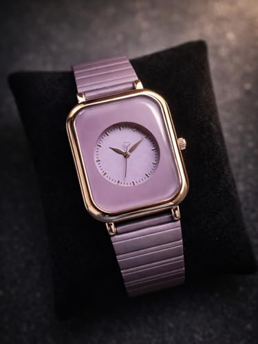 Image of Premium Rose Gold Square Analog Watch for Women & Girls | Stylish Stainless Steel Strap | Elegant Heart Second Hand | Trendy Ladies Wrist Watch under 500 | Square Case Design | Perfect for Casual | Affordable Fashion Watch for Girls