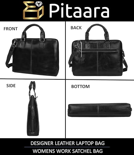 Pitaara Genuine Leather Women's Laptop Bag For Laptops Size 14"3