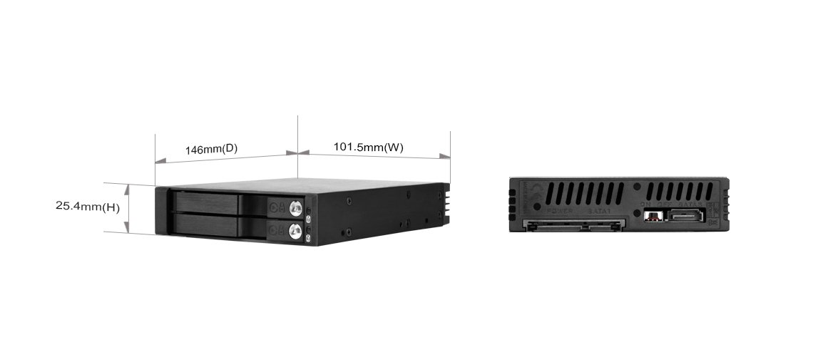 SilverStone SST-FS202B – aluminiowa taca bez tacy przenośna płyta montażowa / wewnętrzna obudowa dysku twardego do 2 x 2,5 cala SAS/SATA HDD lub SSD, pasuje do każdej kieszeni na dysk 3,5 cala, z zamkiem, czarna