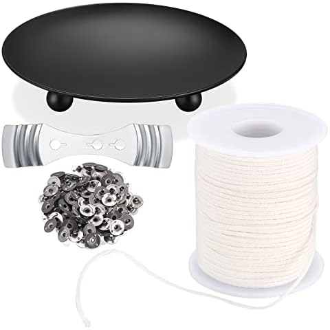 61 m Candle Wicks Cotton Wicks for Candles, Smokeless Candle Wicks Set, Flat Wick with 100 Pieces Candle Wick Holder Wicks for DIY Candles, Oil Lamps, Candle Making Cover