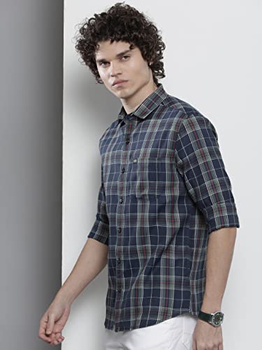 Image of The Indian Garage Co Men Regular Fit Checkered Full Sleeves Cutaway Collar Casual Shirt