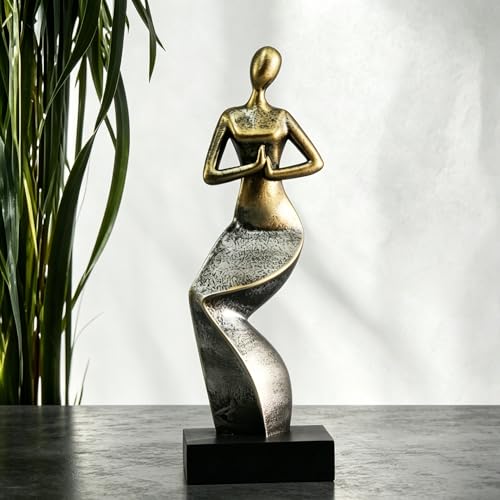 Estatua decorativa mujer en oración azul 27 cm de alto miniatura 4