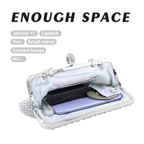 Carwales Silver Clutch Purse Rhinestone Purses For Women Evening Wedding Party Bridal Handbag Elegant Formal Evening Bag(Silver) #TOP3