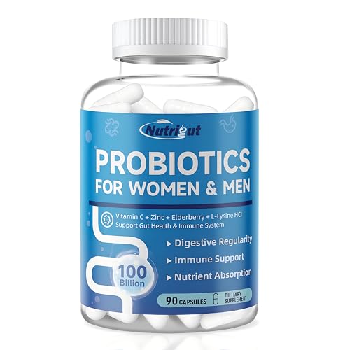 Probiotics for Women-Men Digestive Health with 100 Billion CFUs, Womens-Mens Probiotic for Immune Support and Gut Health with Prebiotics, multivitamin, 90 Veggie Caps (45 Days Supply)