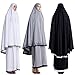 HJFYIZYNN Muslim Women Lace Burqa Dress Two-piece Suit Ethnic Lady Hijab Abaya Suit (Grey, One Size)