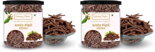Image of Tummy Pops Pipli Long Pepper Churan Sticks - 250Gm Jar Handmade & Sun-Dried Chatpata Churan For Digestion Mouth Fresheners [Hygienically Prepared & Packed],Amla (Pack of 2)