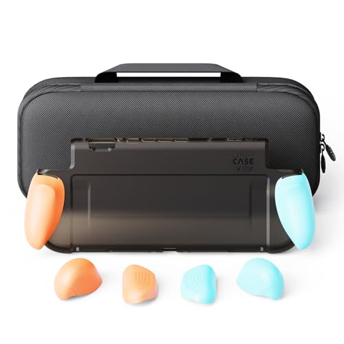 GripCase Nintendo Switch 2 Skull & Co. avec coque de protection et sacoche de transport rouge bleu