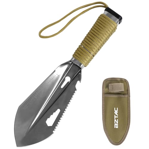 Tactical Mini Hand Shovel Small Camping Shovel Portable Backpacking Trowel Survival 7 in 1 Shovel Versatile Gardening Trowel for Camping, Gardening, Outdoor Survival (Silvery)