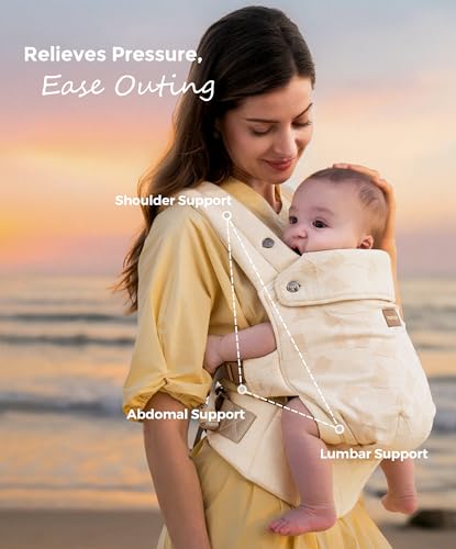 Image of Momcozy Baby Carrier - Ergonomic, Cozy and Lightweight Carrier for 7-45lbs, Effortless to Put On, Ideal for Hands-Free Parenting, Enhanced Lumbar Support, Purehug for Infant to Toddler, Geometry