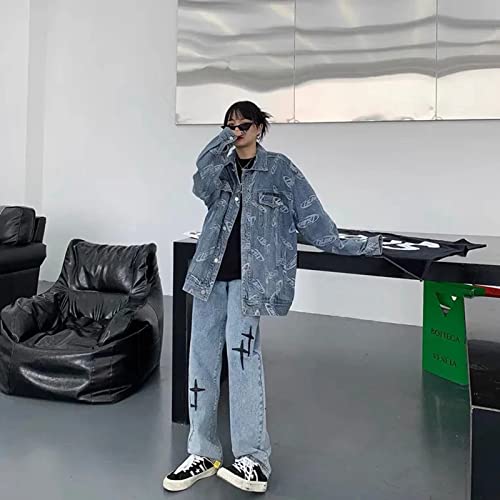 TRUEVIRON-C Embroidered Jeans Couple Straight Trousers Autumn Fashion High Street Hip-hop Style Loose Wide-Leg Trousers Trend4