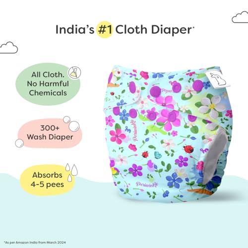 Image of SuperBottoms Freesize UNO Cloth Diaper with Disposable Liners (Pack of 5) | Reusable, Washable Baby Cloth Diaper with Adjustable Fit for Daily Use