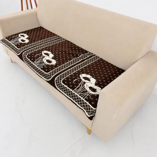 Image of Homerz Premium Chenille Fabric Sofa Cover | Soft, Durable & Dustproof | Decorative Couch Cover (Florida Coffee, 5 (3+2) Seater, Only Seat Cover)