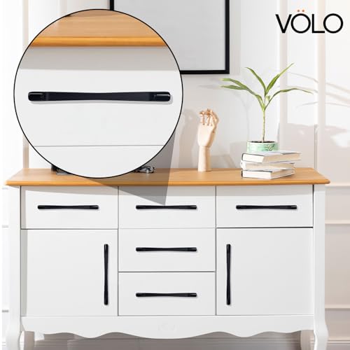 Image of VOLO Wardrobe Cabinet Handle - Sleek Pull Handle for Drawers, Wardrobes, Sliding Doors, and Cabinets in Kitchen, Bedroom, and Office (R-241) (1, Black, 160MM (8 Inch))