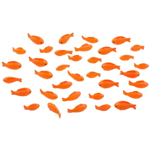 CREATCABIN 36 pièce 3 Styles Figurines Miniatures Poissons Résine Petits Poissons Orange Foncé Figurines Décoratives pour Aquarium Statues Ornements pour...