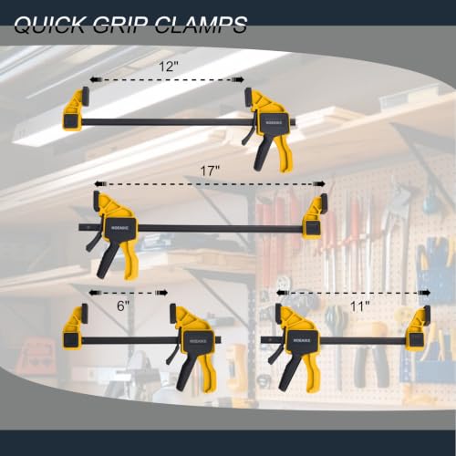 Image of 6-Pack Wood Clamps 4Pcs 12in & 2Pcs 6in for Woodworking