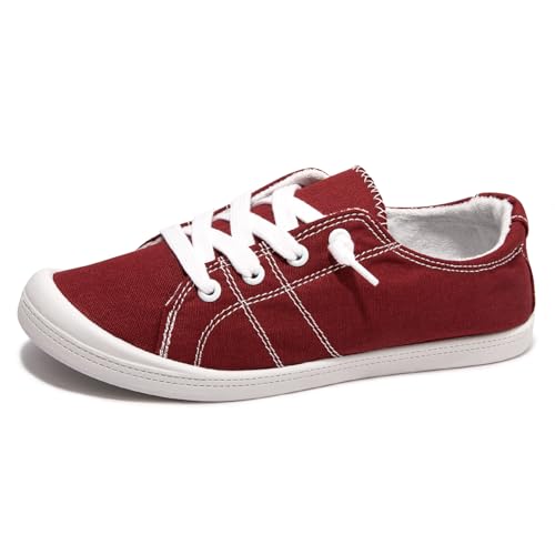 Image of Womens Slip On Shoes, Canvas Low Top Sneakers, Casual Classic Flat Shoes | Comfort Fashion Sneaker with Non Slip Rubber Outsole, Lightweight Tennis Shoes for Walking, Shopping, Picnic, Travel