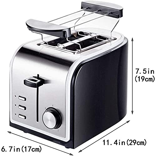 HYLK Retro-Edelstahl-Toaster, 2-Scheiben-Toaster, Bagel-Toaster, 2 extrabreite Schlitze, herausnehmbare Krümelschublade(680W) – Bild 3