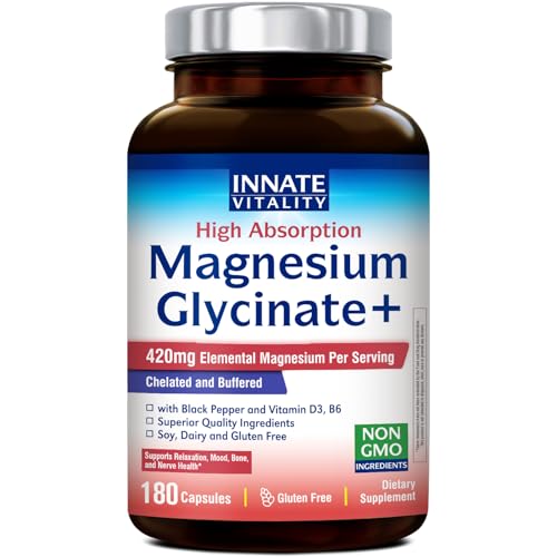 Innate Vitality Magnesium Glycinate Complex, 420mg Elemental Magnesium Per Serving, Enhanced...